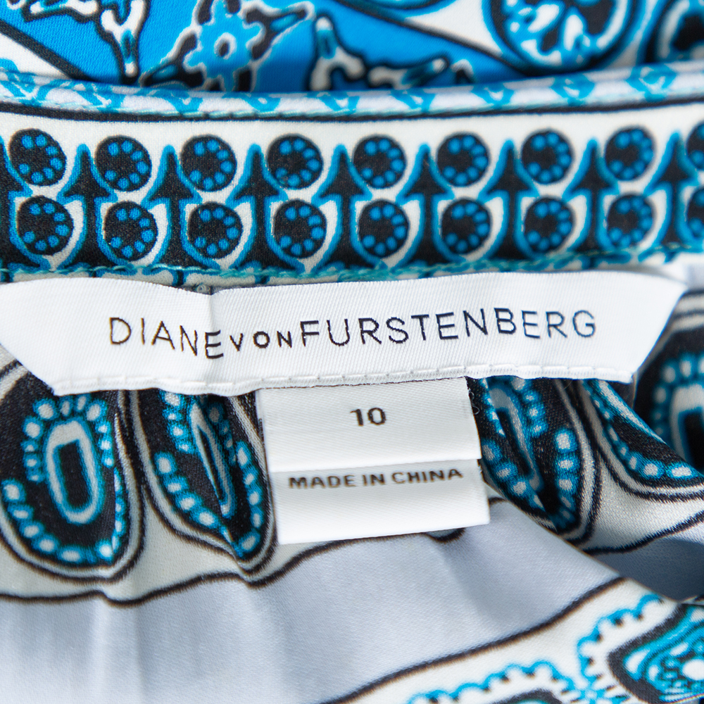Diane Von Furstenberg Multicolor Printed Silk Arden Top L
