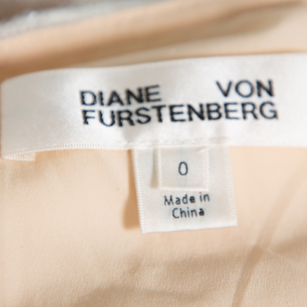 Diane Von Furstenberg Color Block Sequin Embellished Silk One Shoulder Midi Dress XS