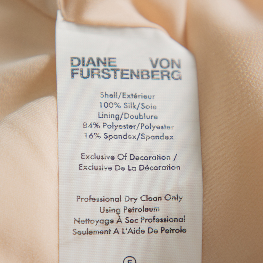 Diane Von Furstenberg Color Block Sequin Embellished Silk One Shoulder Midi Dress XS