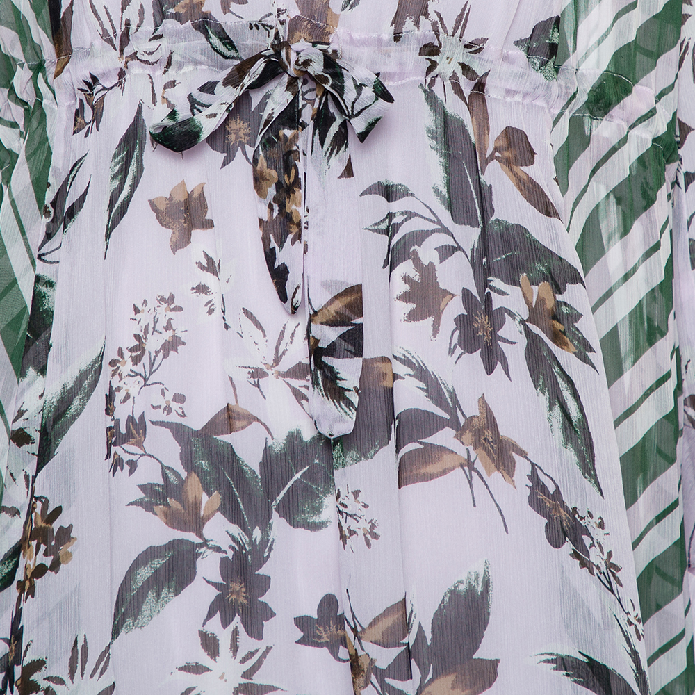 Diane Von Furstenberg Multicolor Silk Ruffled Oversized Mini Dress XS