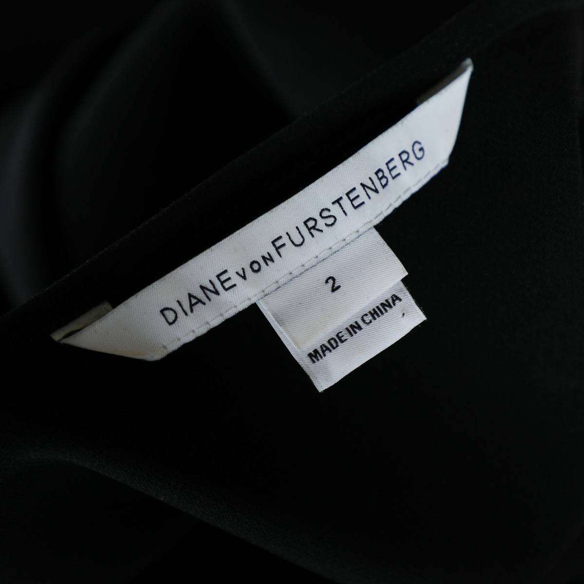 Diane Von Furstenberg Black Crepe Embellished Neck Detail Top S