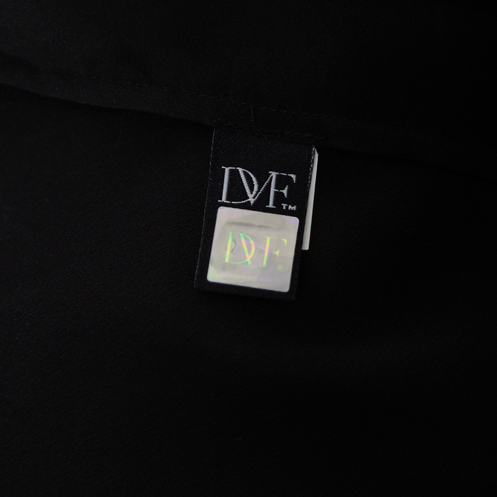 Diane Von Furstenberg Black Silk Draped Detail Sleeveless Mell Top L