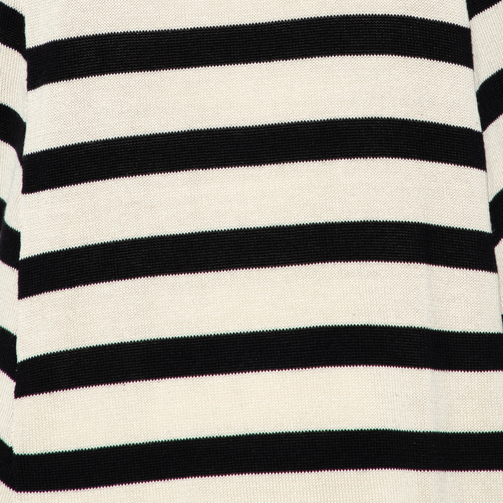 Diane Von Furstenberg Beige & Black Striped Knit Racer Back Tank Top S