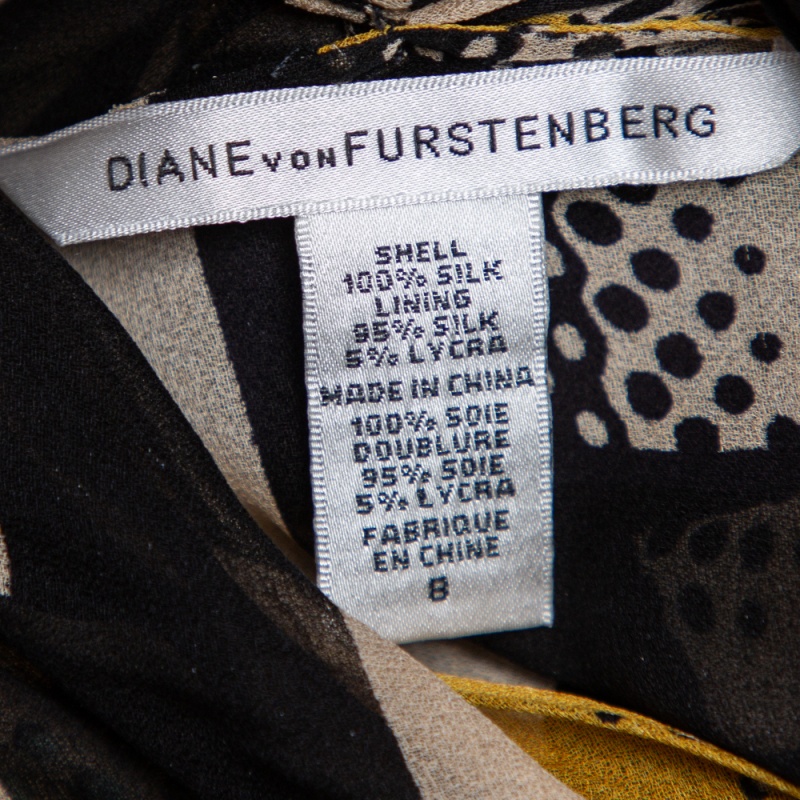 Diane Von Furstenberg Multicolored Geometric Print Silk Blouse M