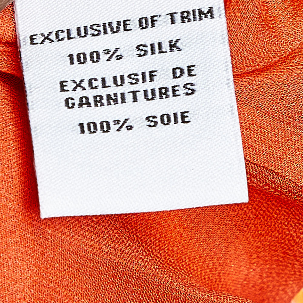 Diane Von Furstenberg Neon Orange Sequin Embellished Silk Kei Tunic L