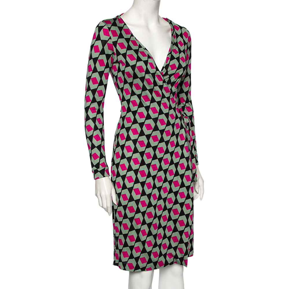 

Diane Von Furstenberg Multicolored Printed Silk New Julian Wrap Dress, Multicolor