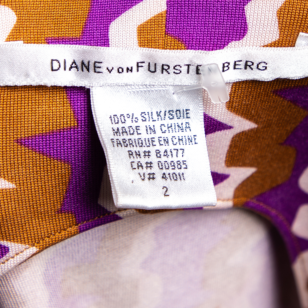 Diane Von Furstenberg Multicolored Silk Mylene Mini Wrap Dress S