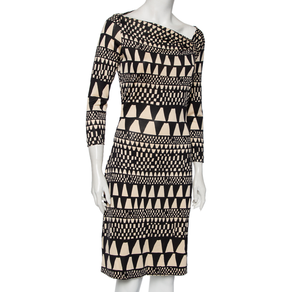 

Diane von Furstenberg Black Patterned Silk Knit Victorio Dress