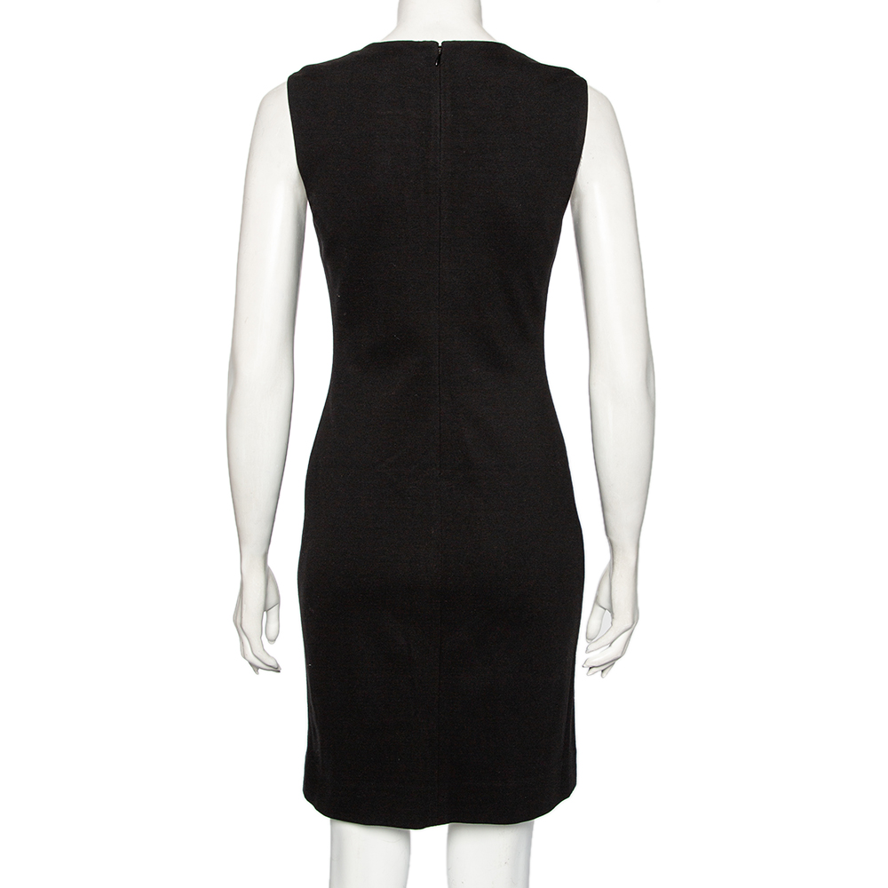 Diane Von Furstenberg Black Knit And Textured Inset Detailed Tilda Dress S