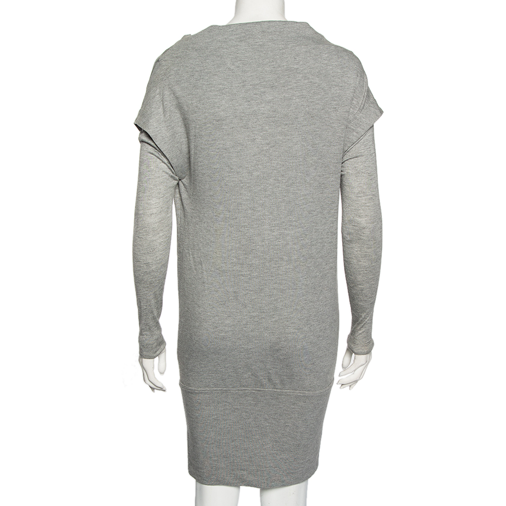 Diane Von Furstenberg Grey Knit Financier Sweatshirt Dress S
