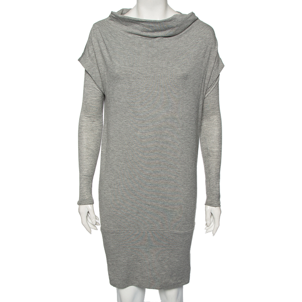 Diane Von Furstenberg Grey Knit Financier Sweatshirt Dress S