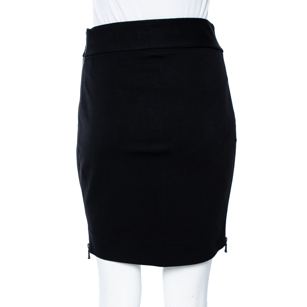 Diane Von Furstenberg Black Knit Meg Zip Pencil Skirt S