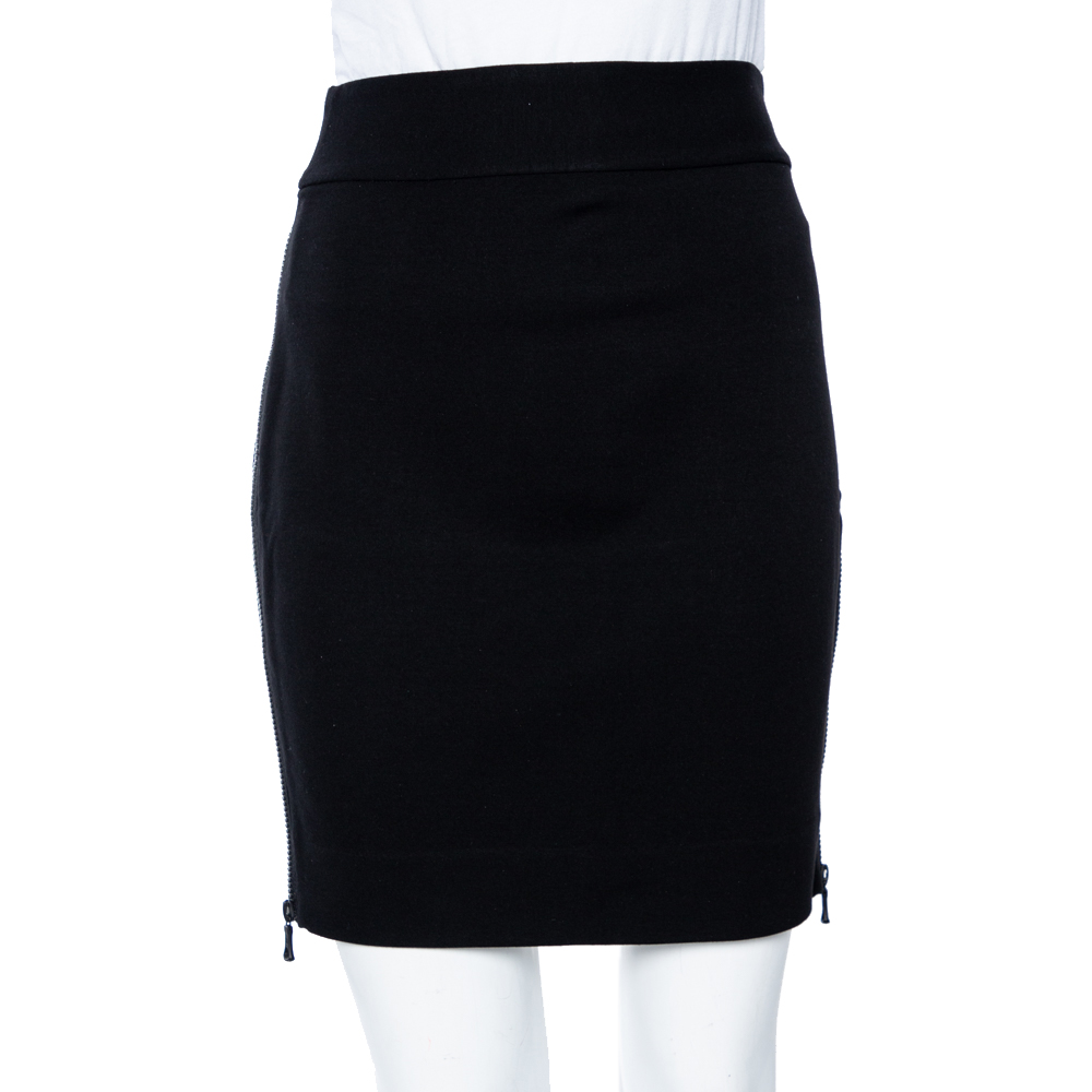 Diane Von Furstenberg Black Knit Meg Zip Pencil Skirt S