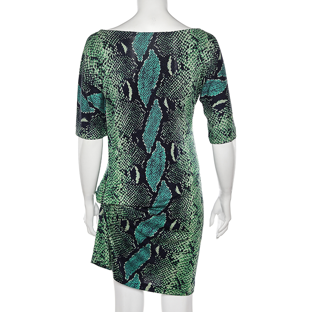 Diane Von Furstenberg Green Printed Silk Knee Length Dress S
