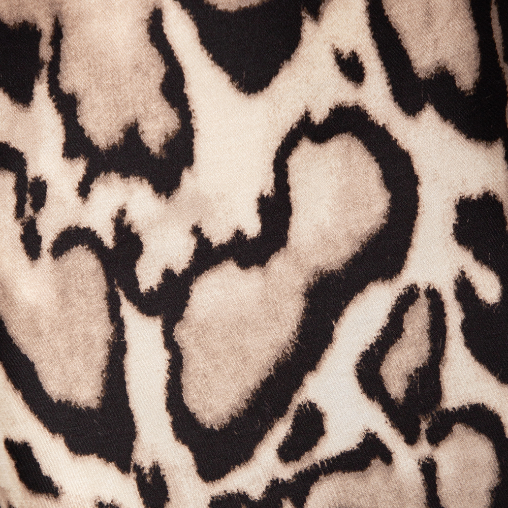 Diane Von Furstenberg Black & Animal Printed Wool Mae Mikado Pencil Skirt XS
