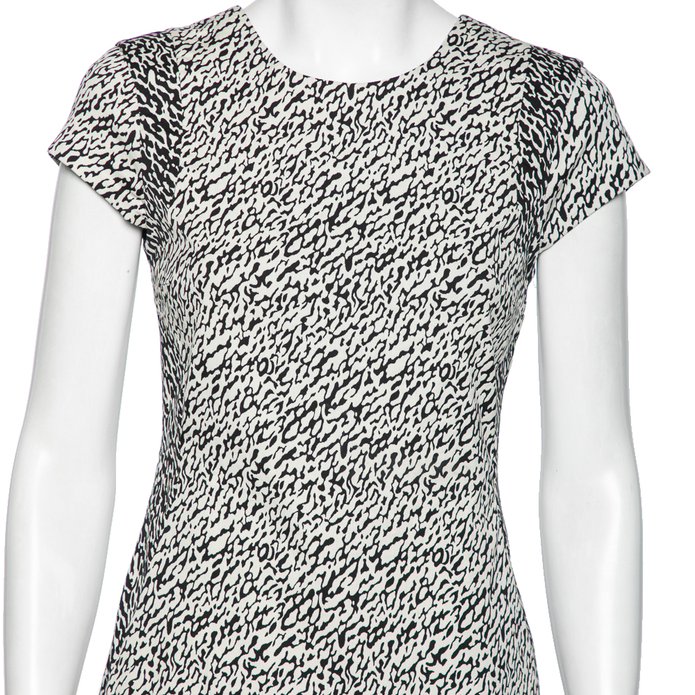 Diane Von Furstenberg Monochrome Cotton Wave Jacquard Pele Snake Dress M