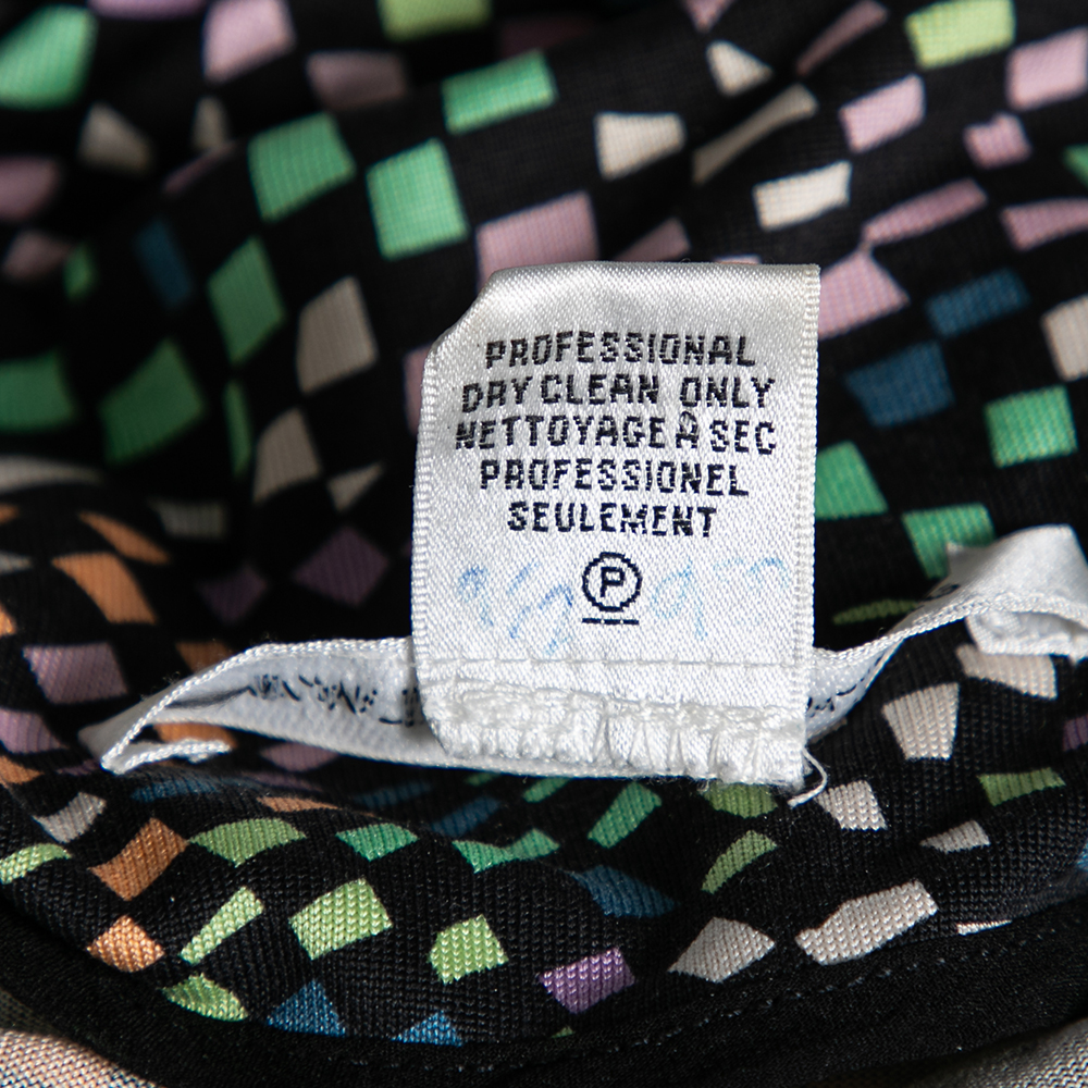Diane Von Furstenberg Multicolored Printed Jersey Tie Detail Manda Dress L