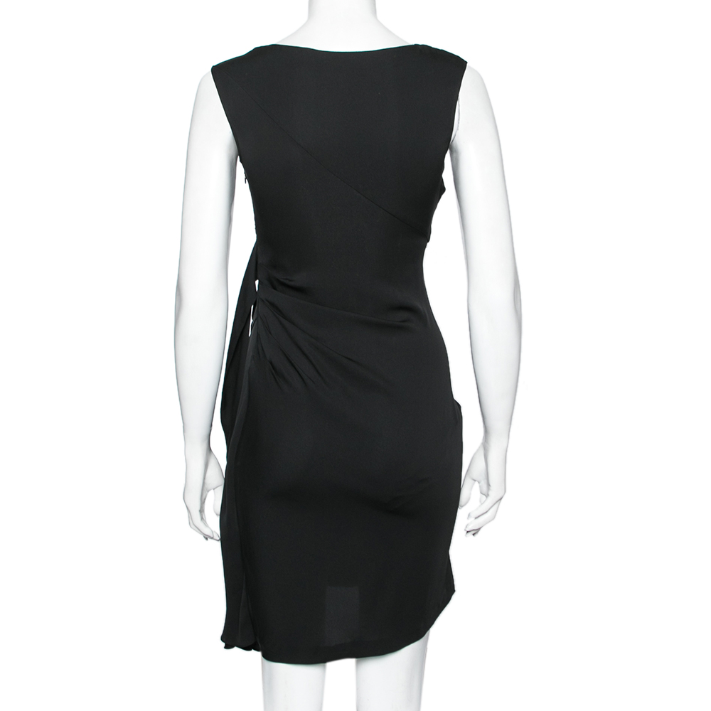Diane Von Furstenberg Black Silk Pleated Front Dress XS