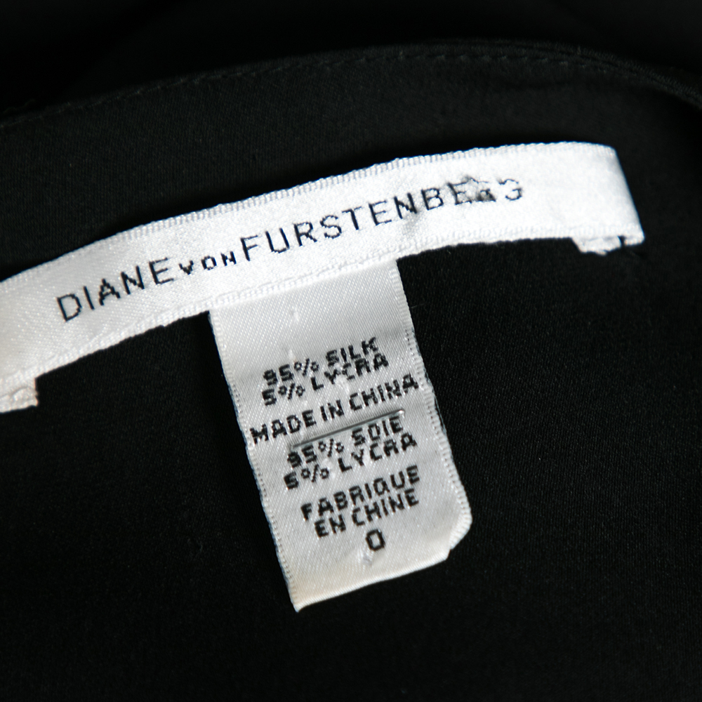Diane Von Furstenberg Black Silk Pleated Front Dress XS