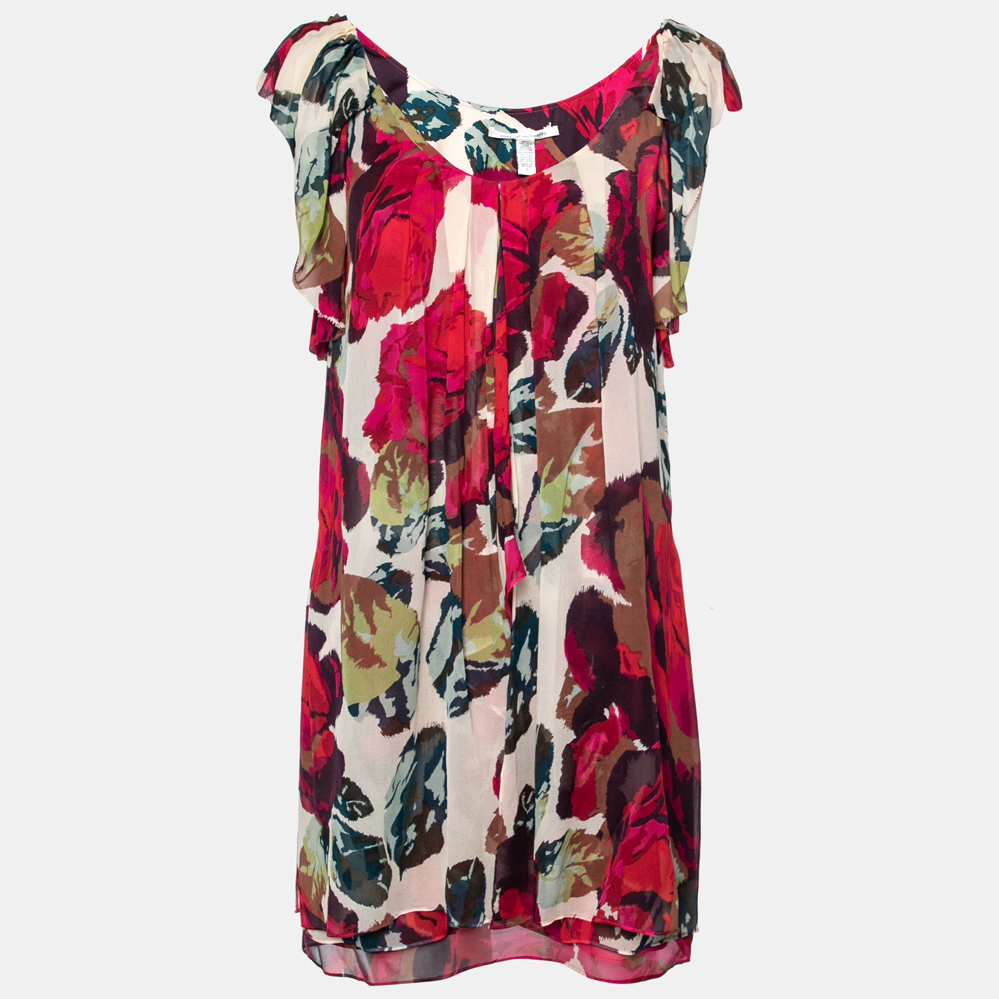 Diane Von Furstenberg Multicolor Printed Silk Elenka Mini Dress S