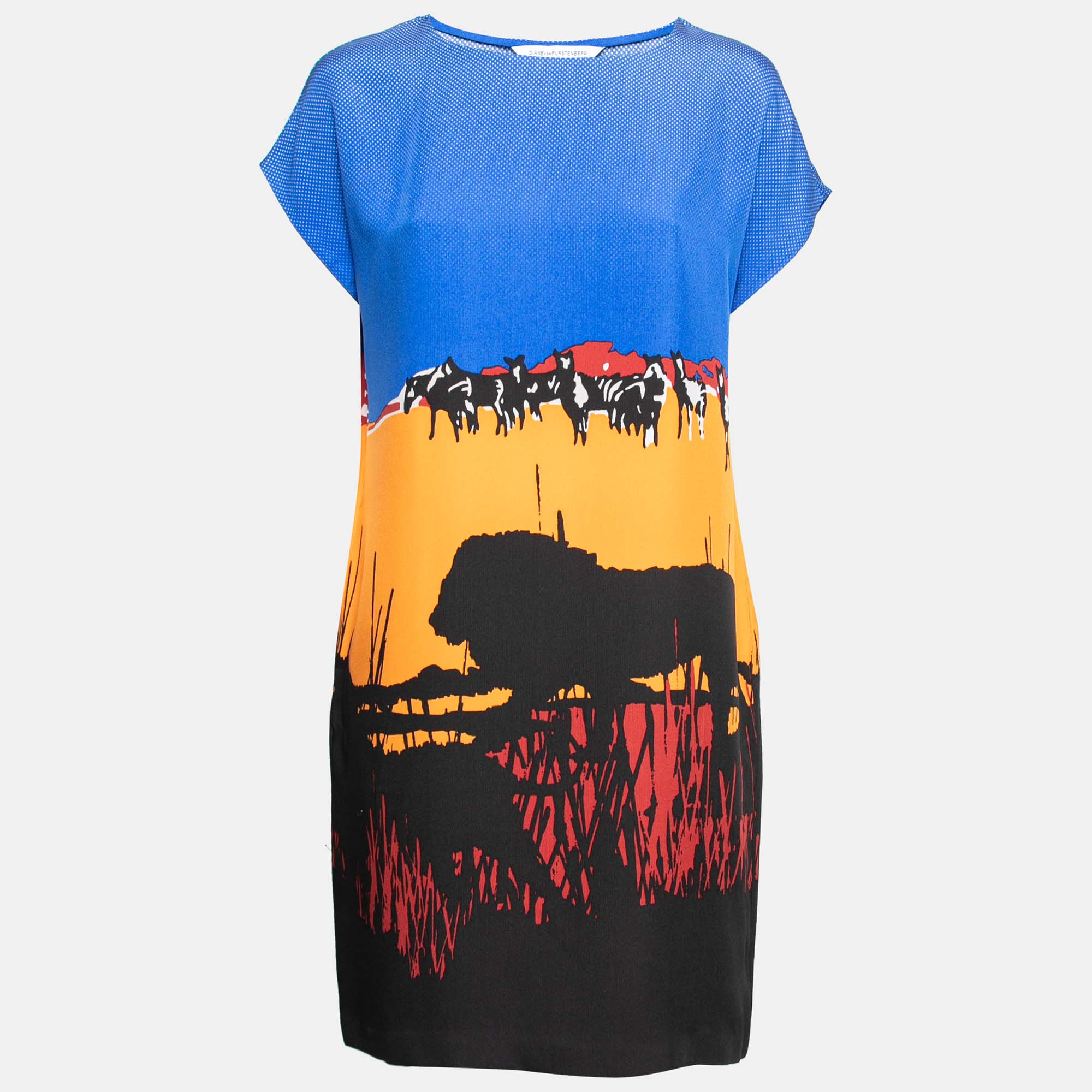 Diane Von Furstenberg Multicolor Lion Landscape Print Harriet Dress XS