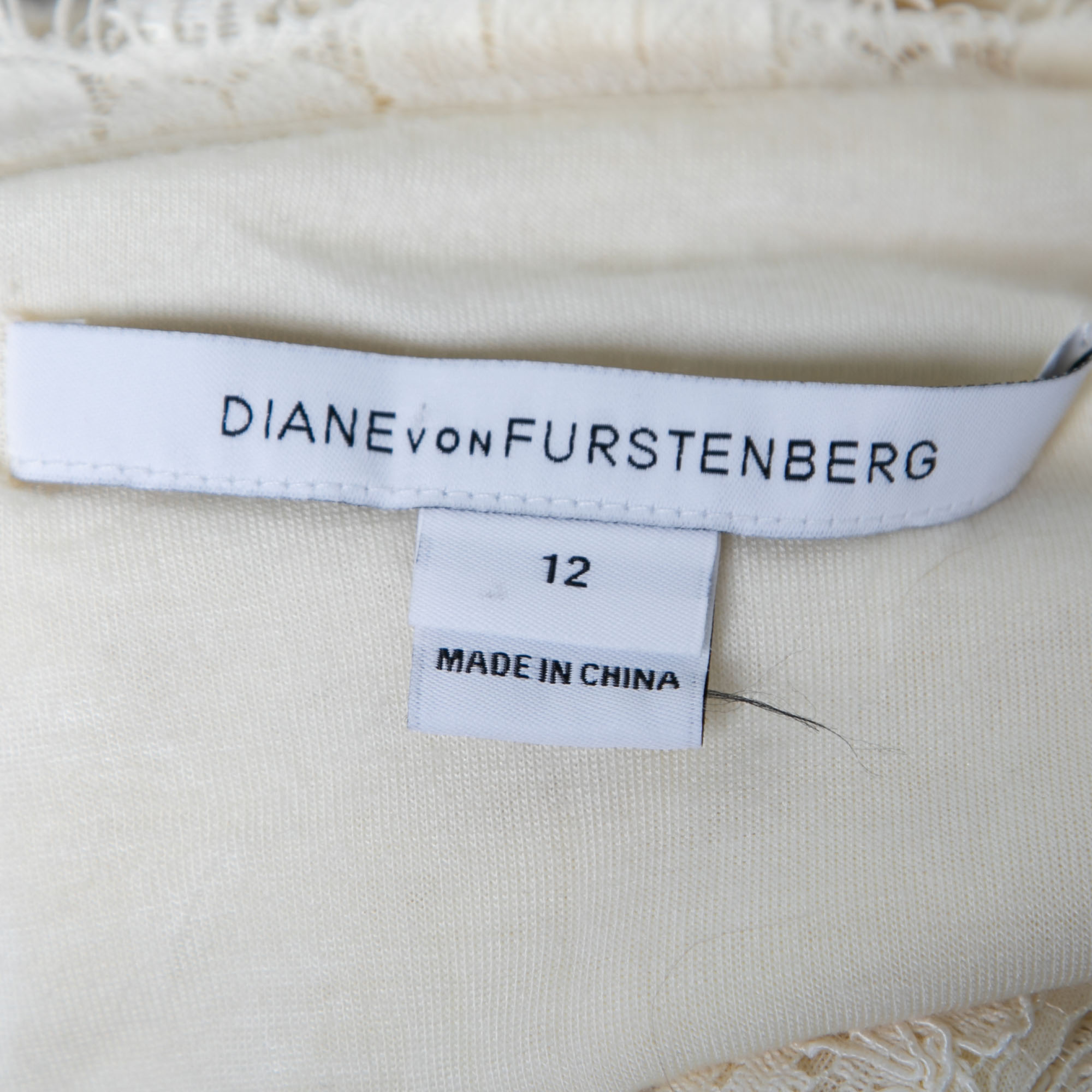 Diane Von Furstenberg Cream Lace Wrap Dress L