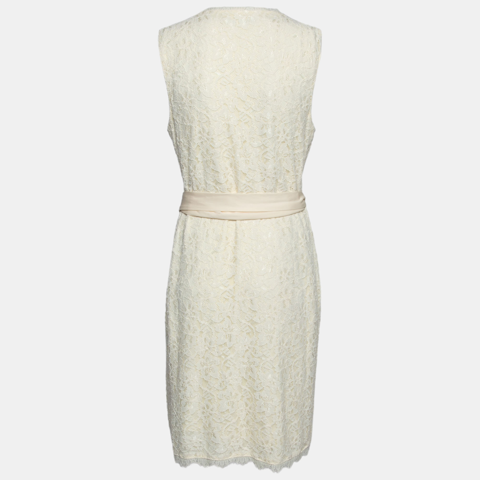 Diane Von Furstenberg Cream Lace Wrap Dress L