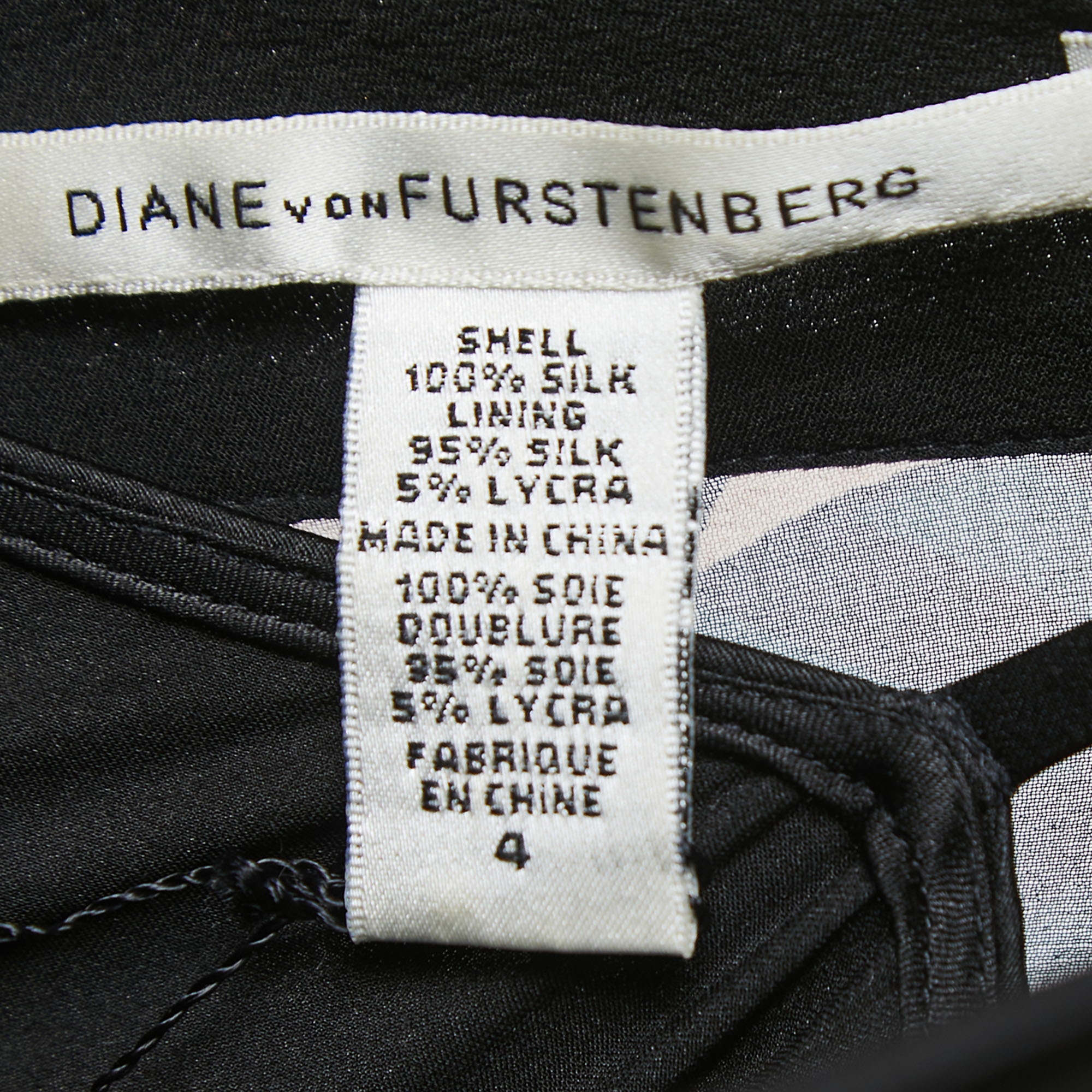 Diane Von Furstenberg Black Printed Silk Chiffon Ruffle Detail Midi Dress S