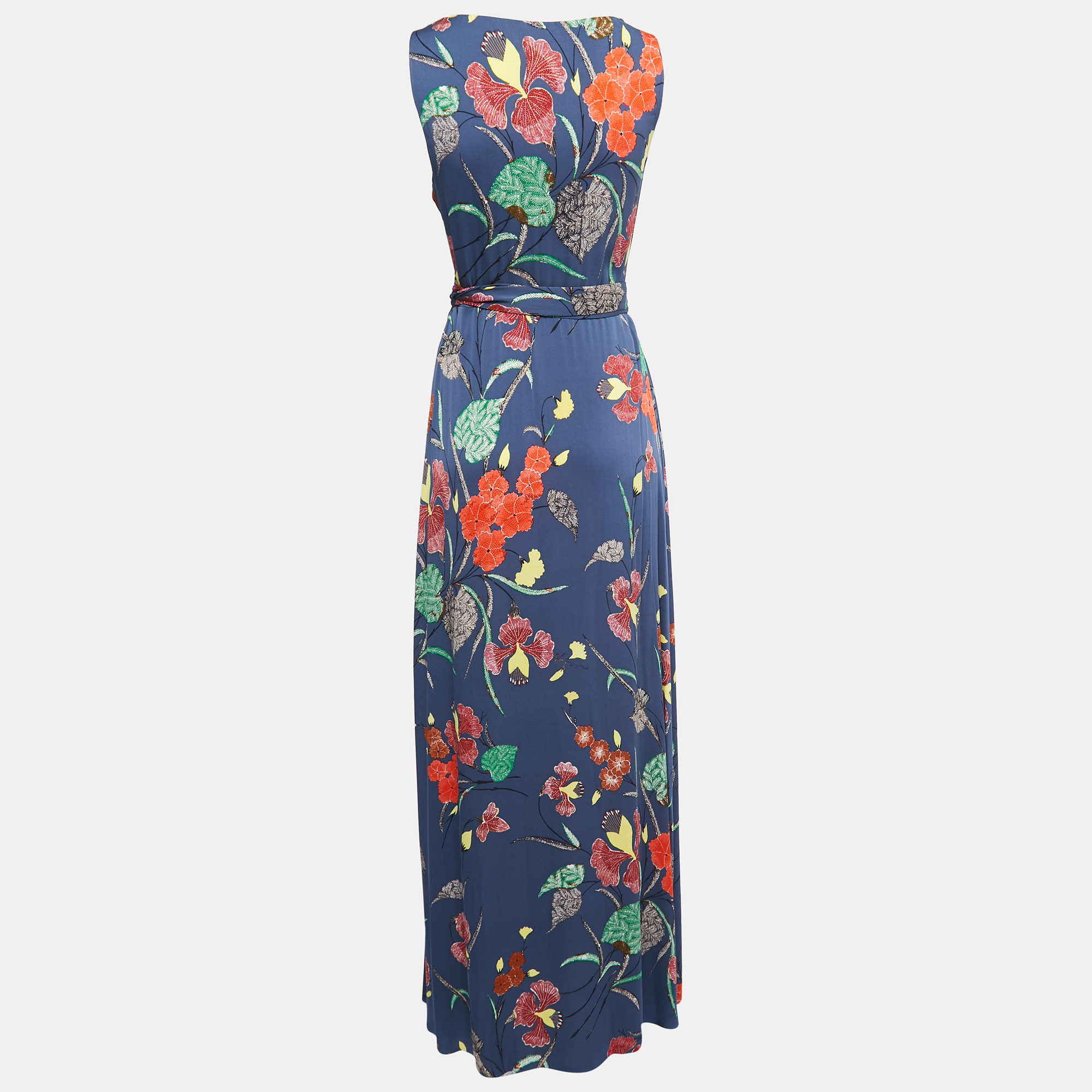 Diane Von Furstenberg Blue Floral Printed Silk Sleeveless Wrap on Maxi Dress
Diane Von Furstenberg Blue Floral Printed Silk Sleeveless Wrap on Maxi Dress