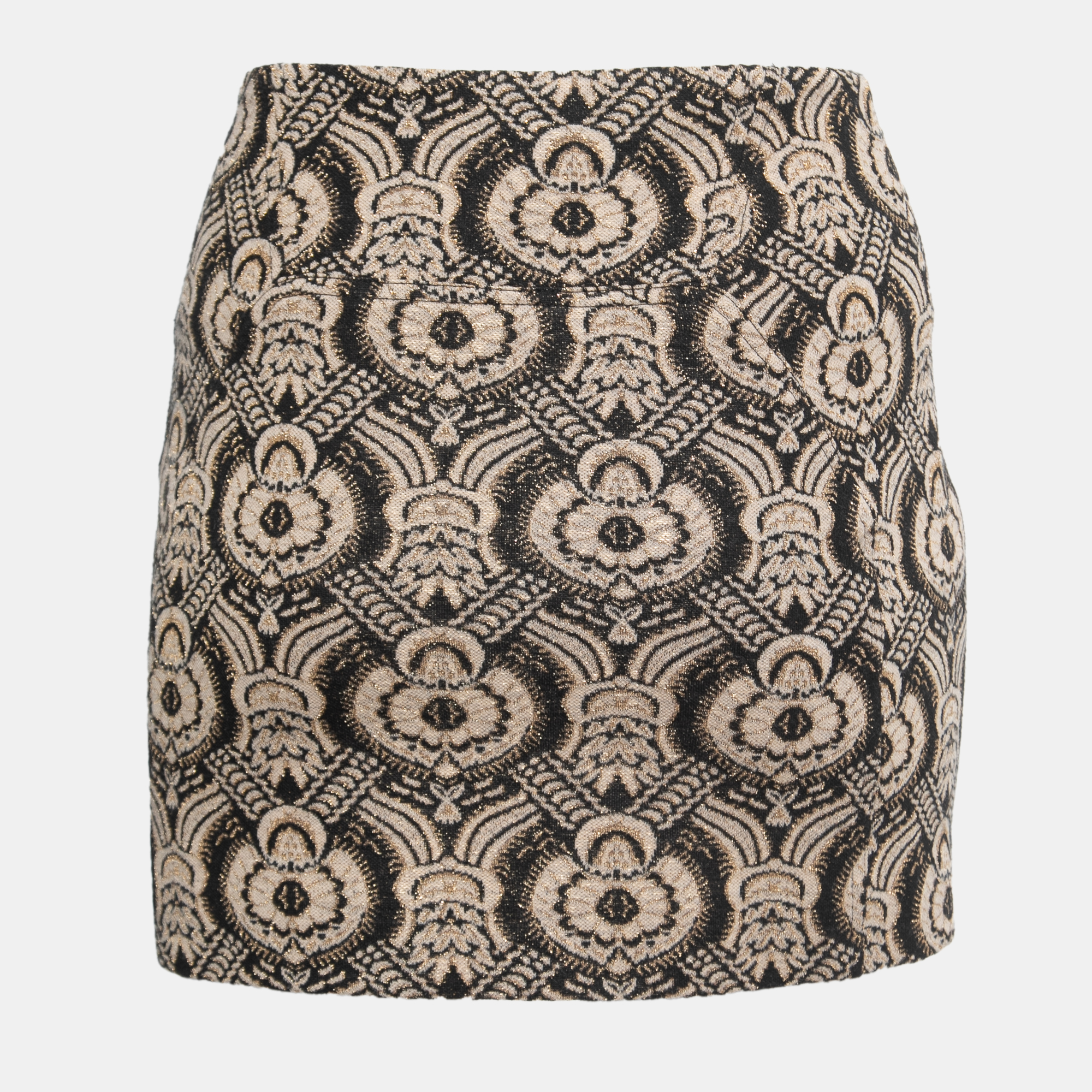 

Diane von Furstenberg Black Lurex Wool Jacquard Kawa Mini Skirt