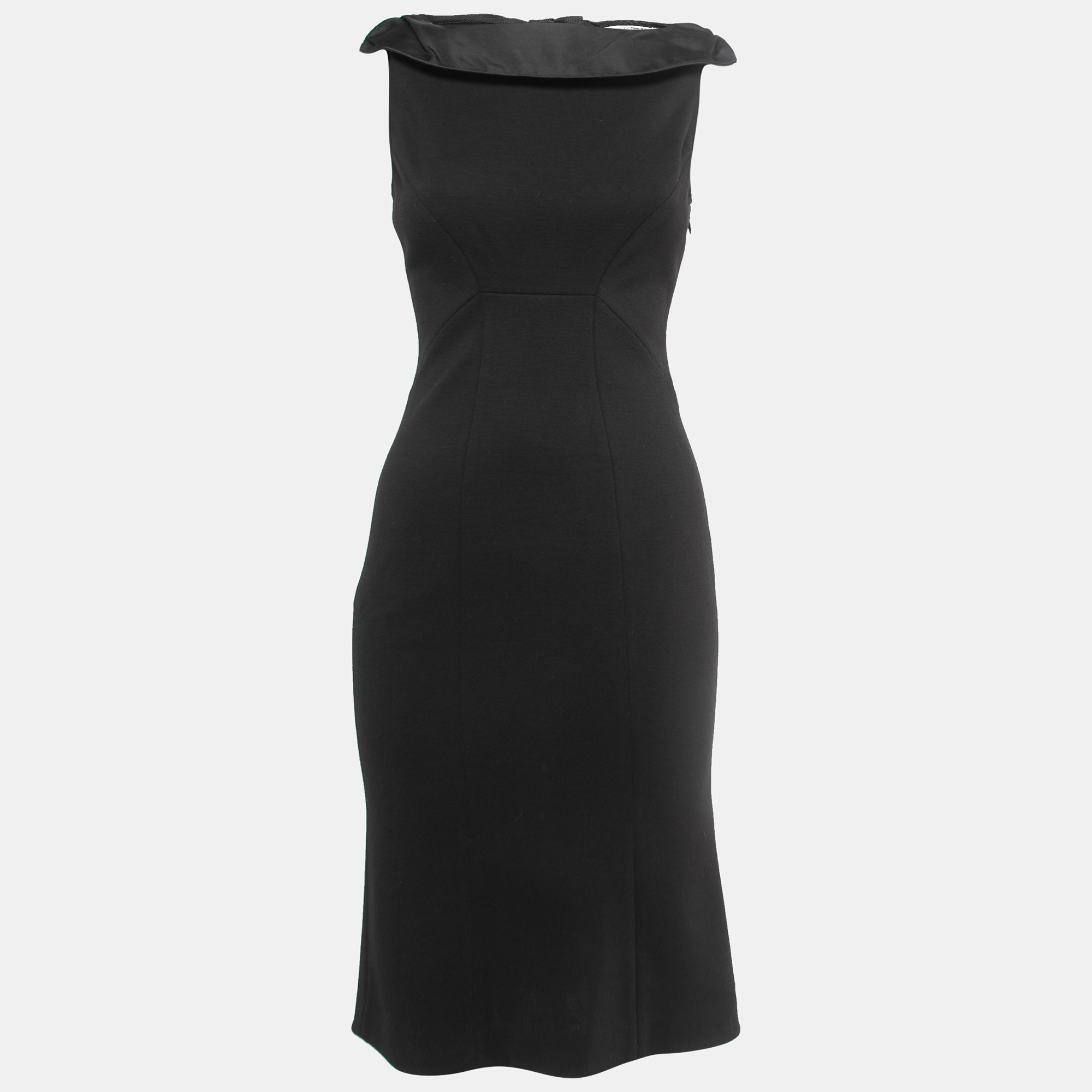 Diane Von Furstenberg Black Wool Sleeveless Pansy Dress S