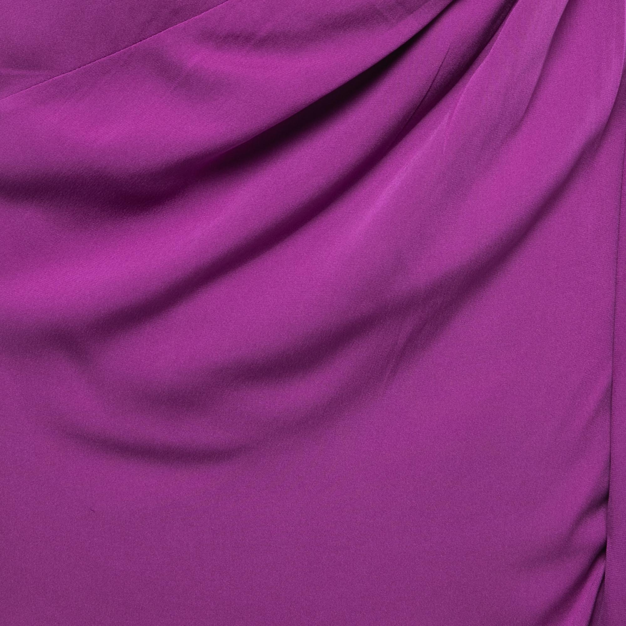 Diane Von Furstenberg Purple Silk Draped Midi Skirt S