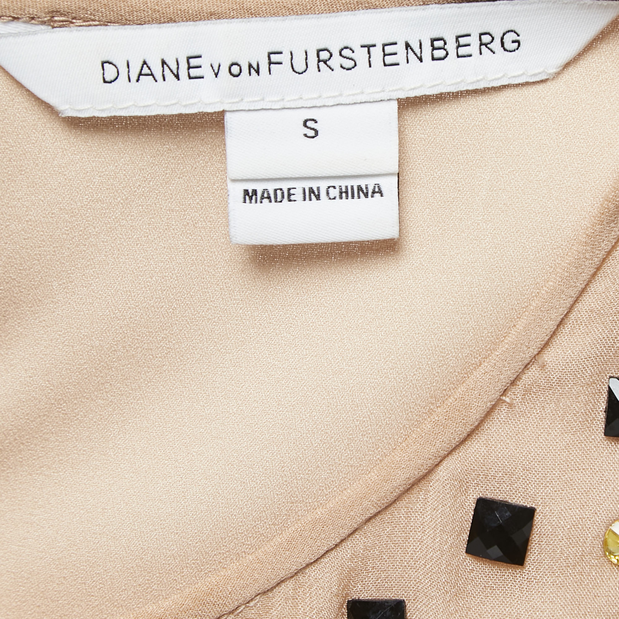 Diane Von Furstenberg Dusty Pink Embellished Silk Sleeveless Top S