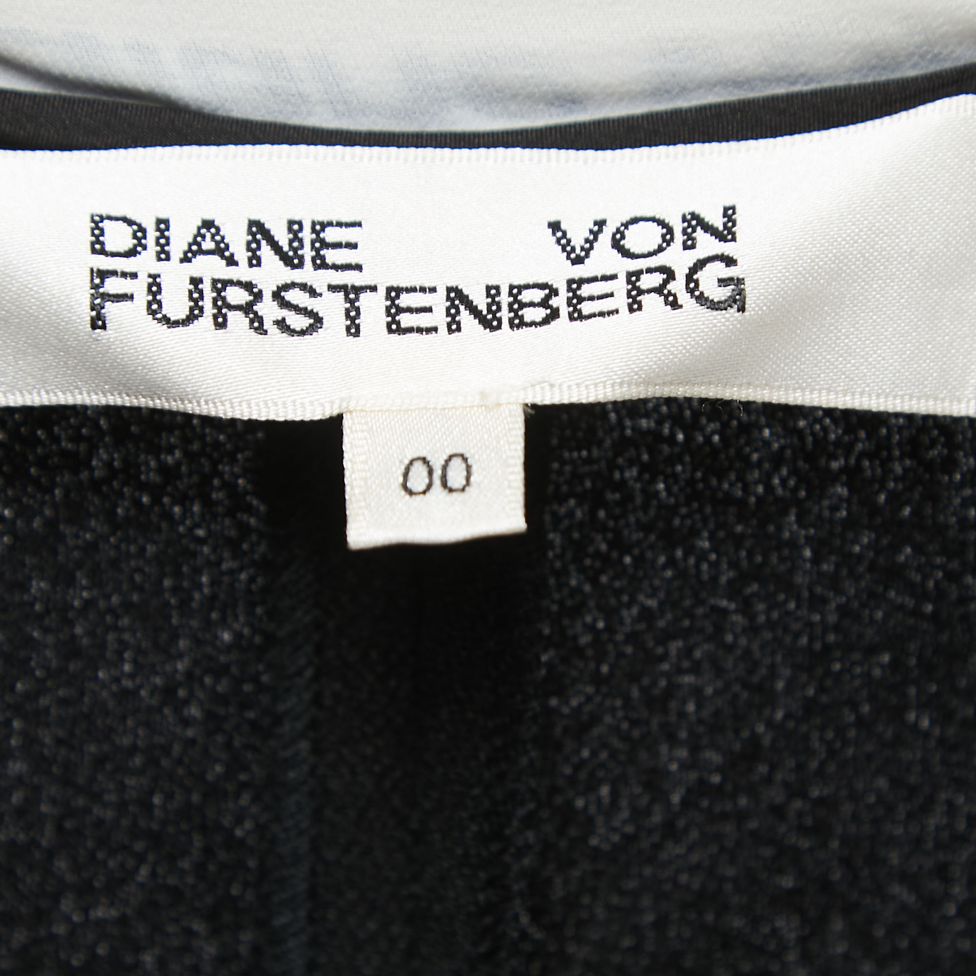 Diane Von Furstenberg Black/White Logo Print Crepe & Silk Wide Leg Back Tie Detail Strappy Jumpsuit XXS
