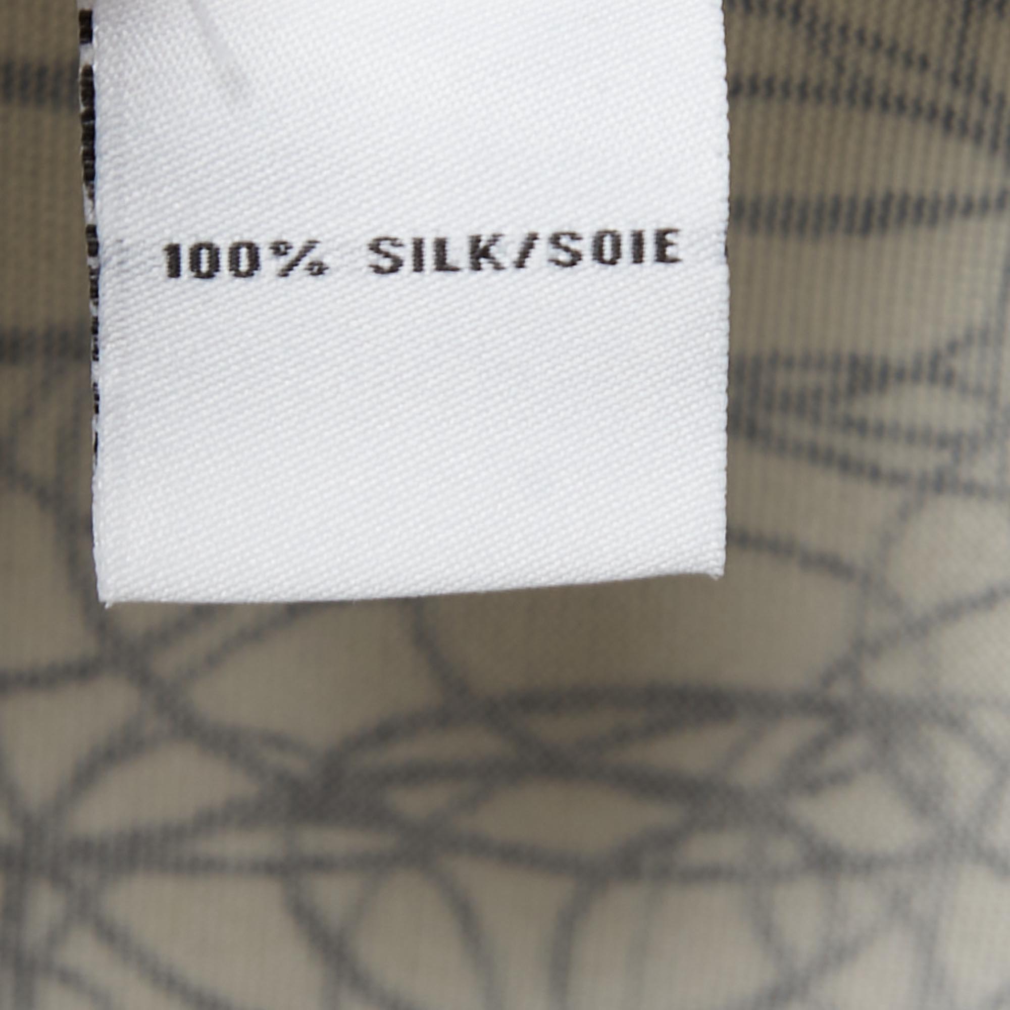 Diane Von Furstenberg Cream/Navy Blue Printed Silk Knit Sleeveless Wrap Dress S