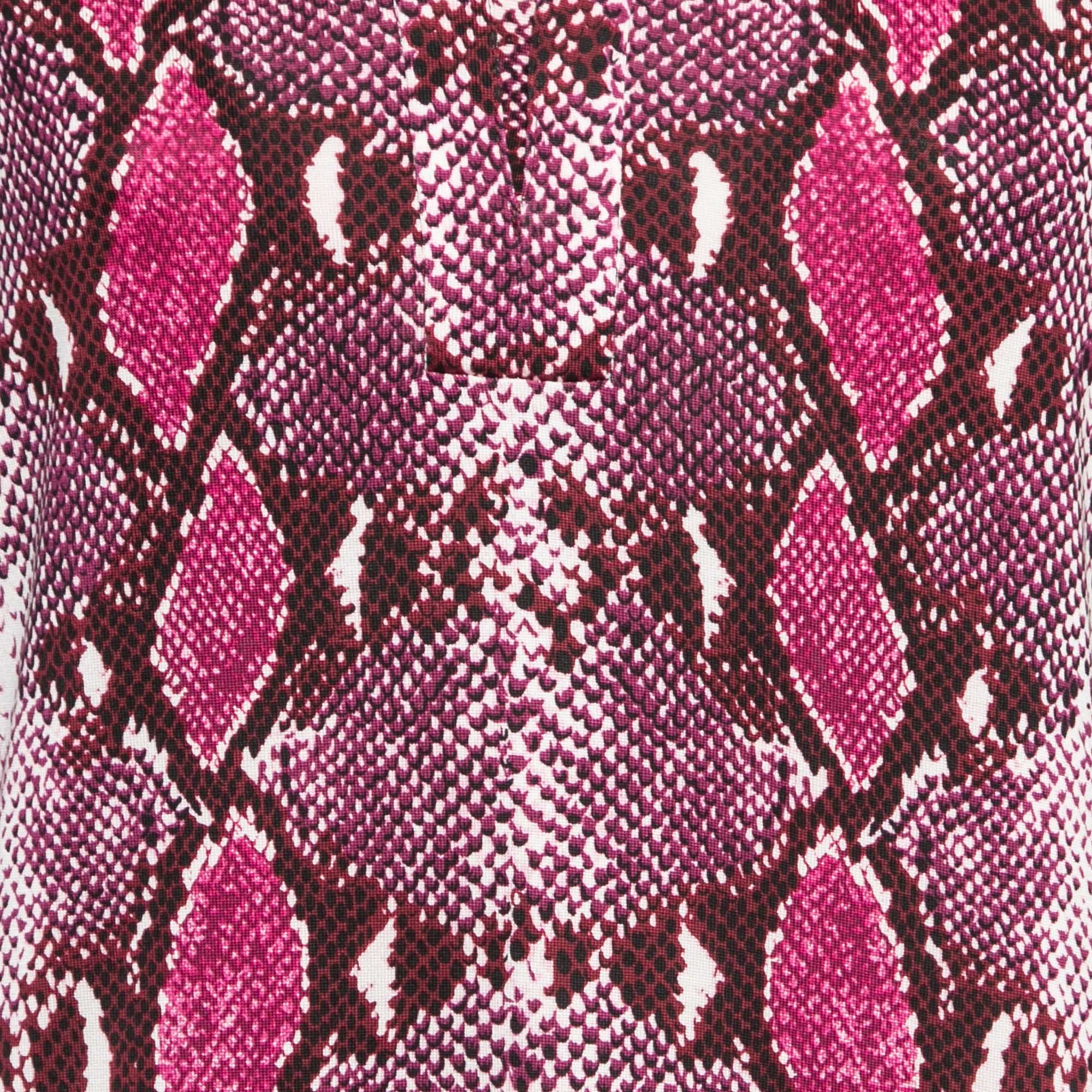 Diane Von Furstenberg Purple Snake Print Silk Knit Long Sleeve Mini Dress XL