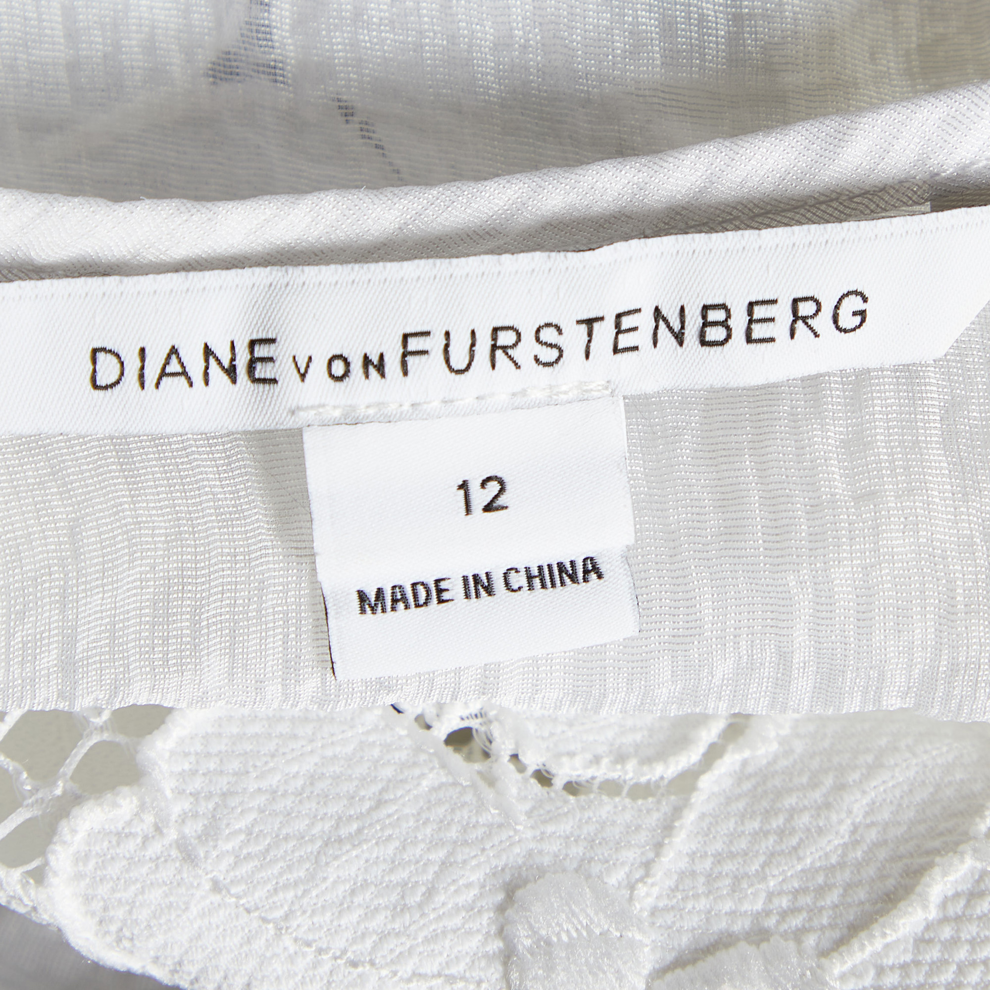 Diane Von Furstenberg White Lace Tank Top L