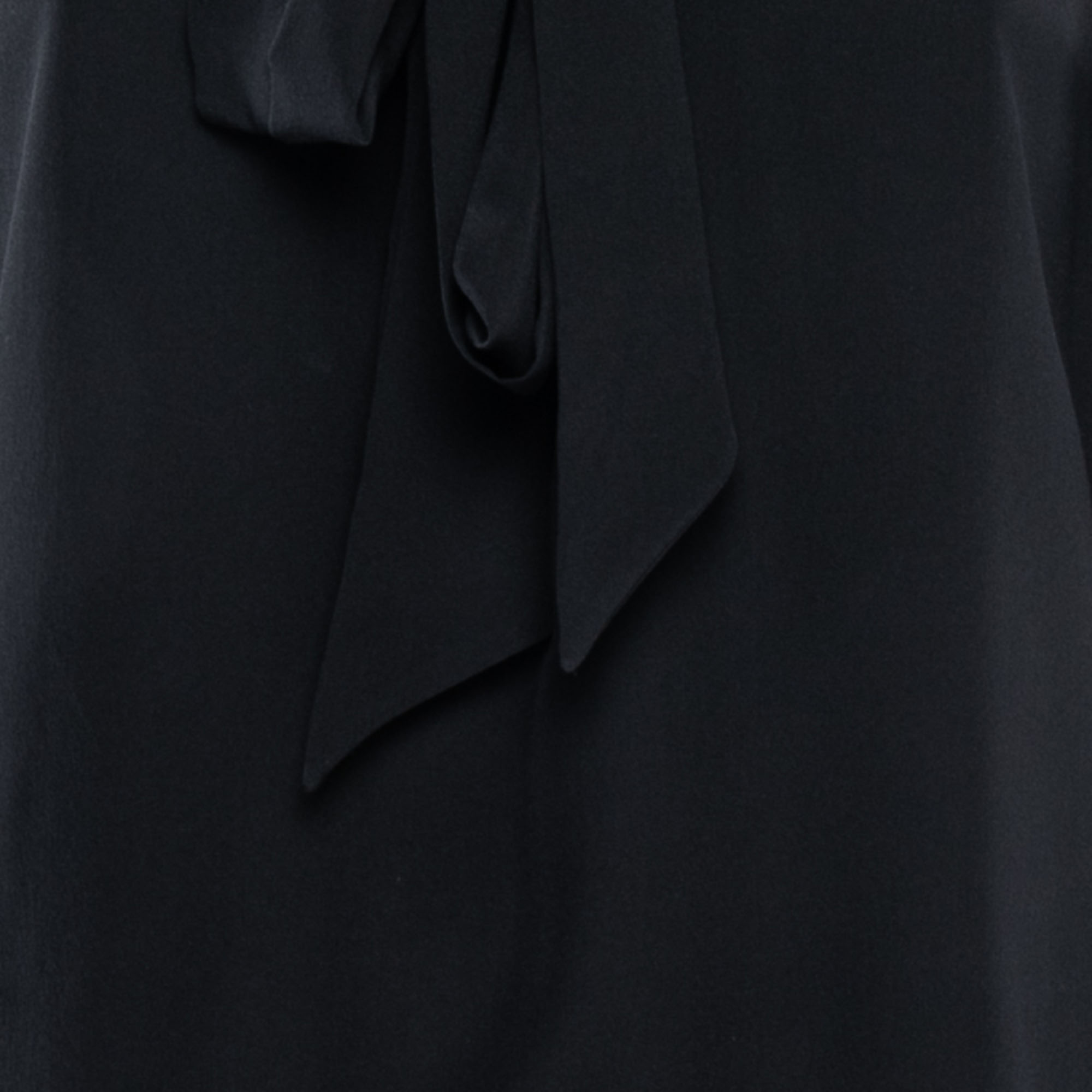 Diane Von Furstenberg Black Silk Neck Tie Detail Flared Mini Dress XXS