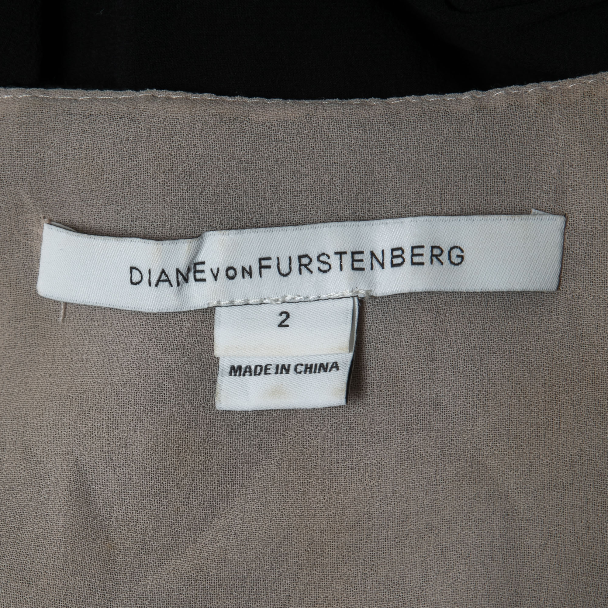 Diane Von Furstenberg Black/White Lace & Silk Sleeveless Mini Dress S