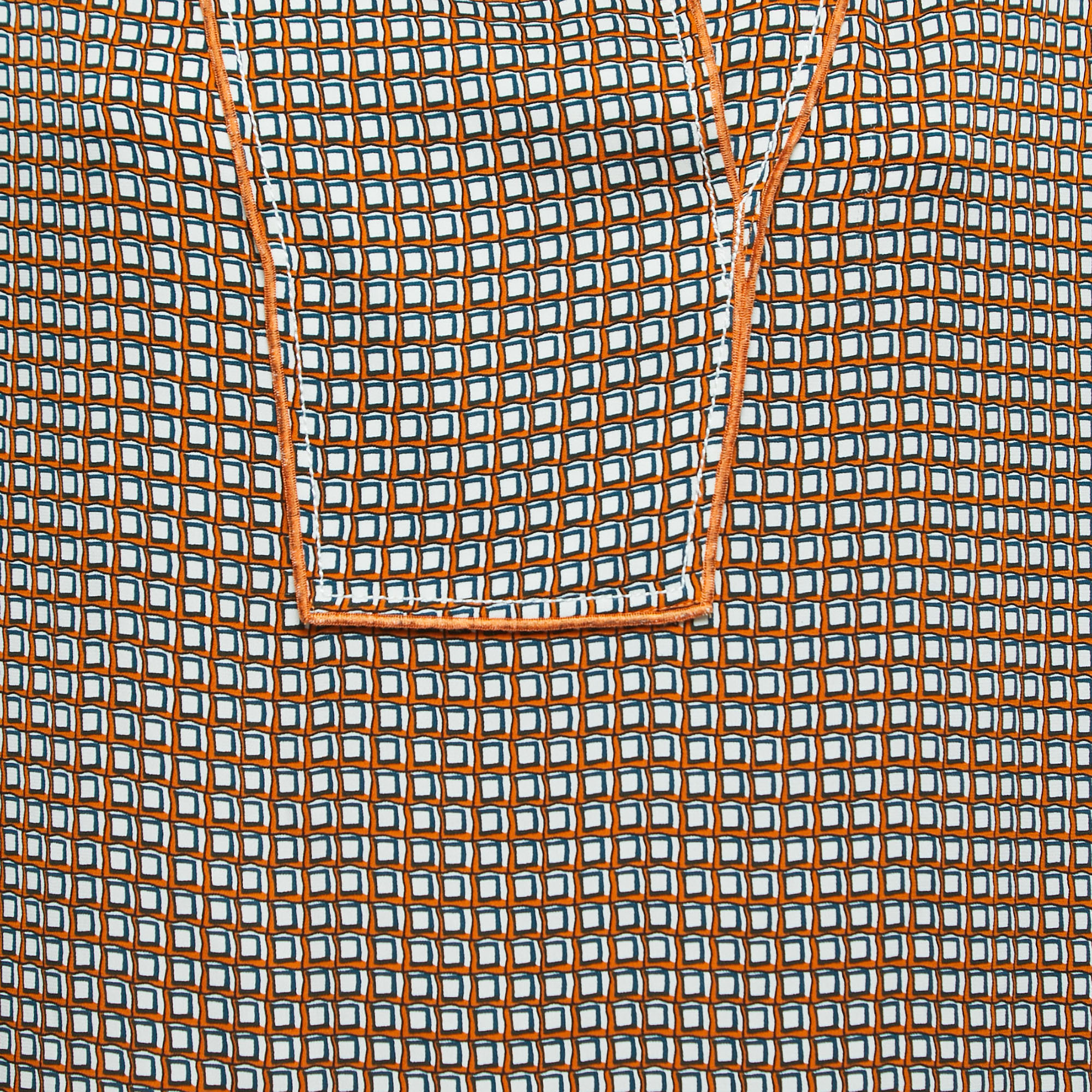 Diane Von Furstenberg Orange Print Silk Mini Shift Dress S