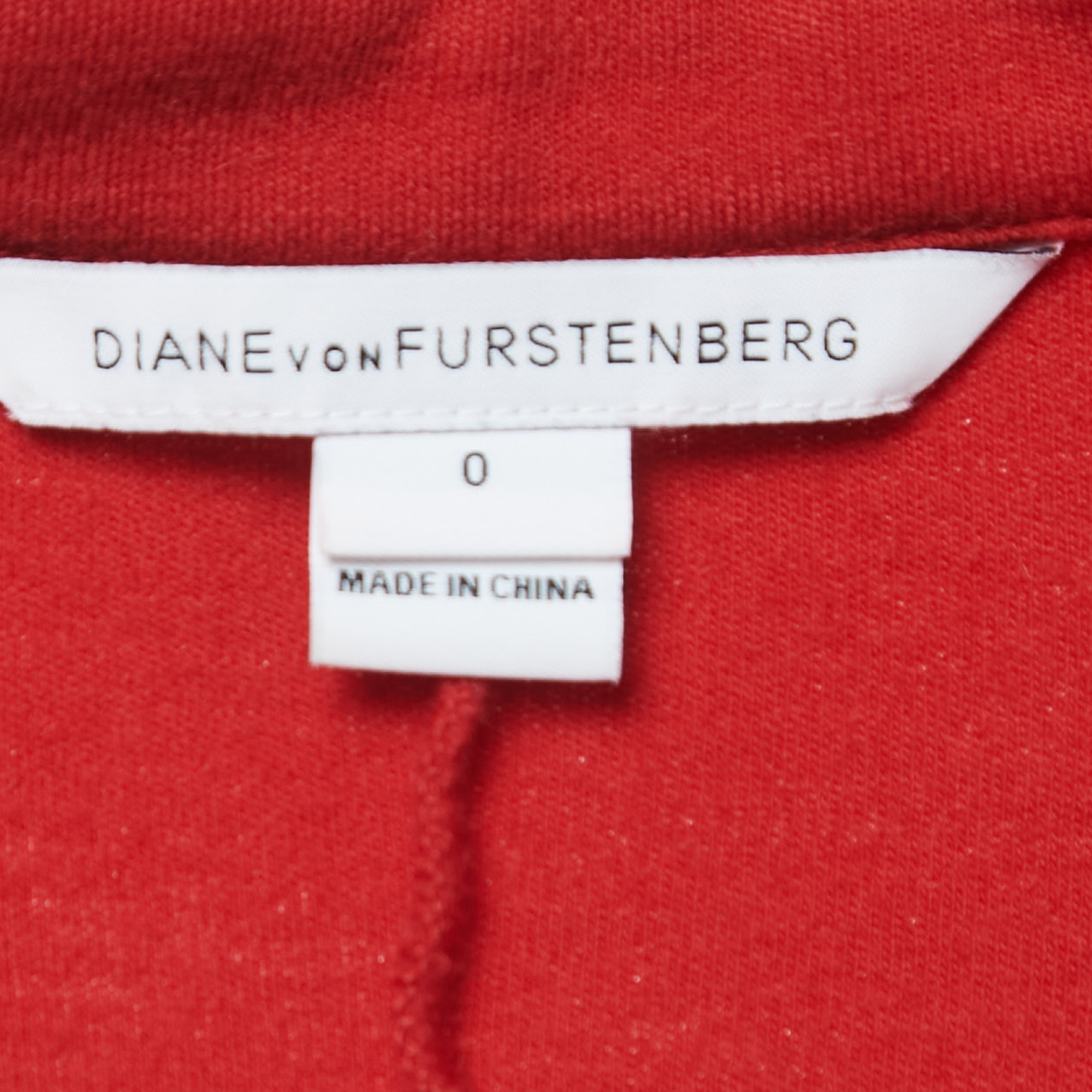 Diane Von Furstenberg Red Wool Knot Detail Mini Dress XS