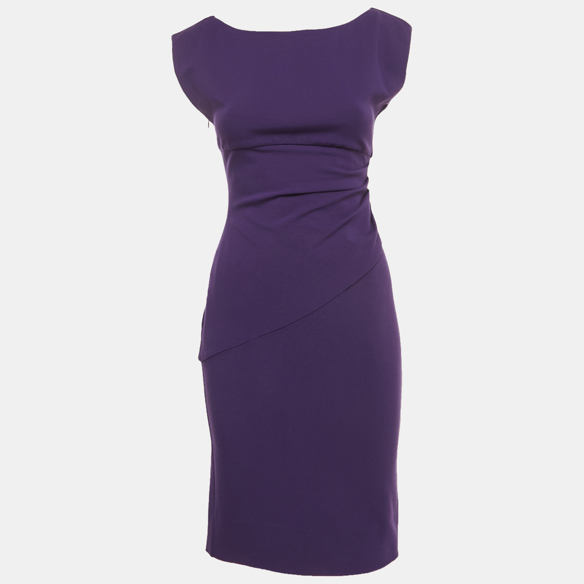 Diane von furstenberg purple knit draped sleeveless mini dress s