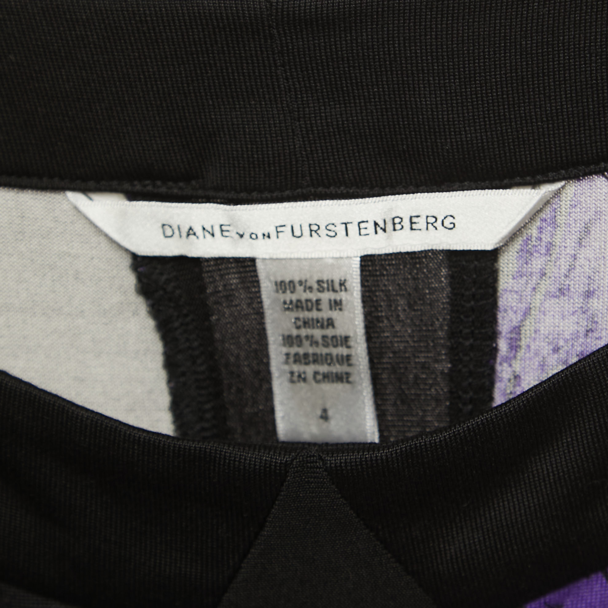 Diane Von Furstenberg Black Print Silk Knit Sleeveless Short Dress S