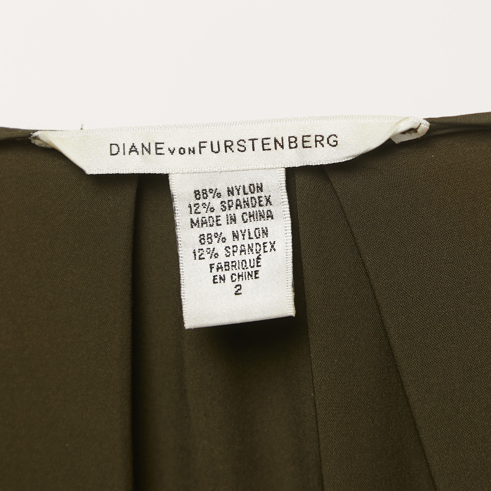 Diane Von Furstenberg Olive Green Stretch Knit Luisa Mini Dress S