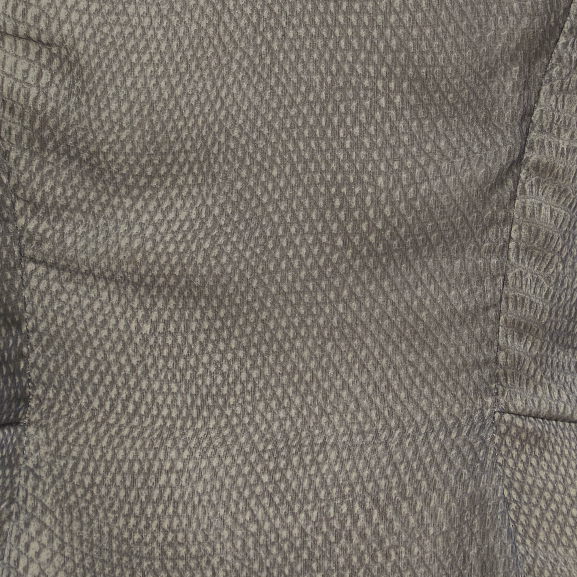Yves Saint Laurent Grey Snake Print Silk V-Neck Short Dress M