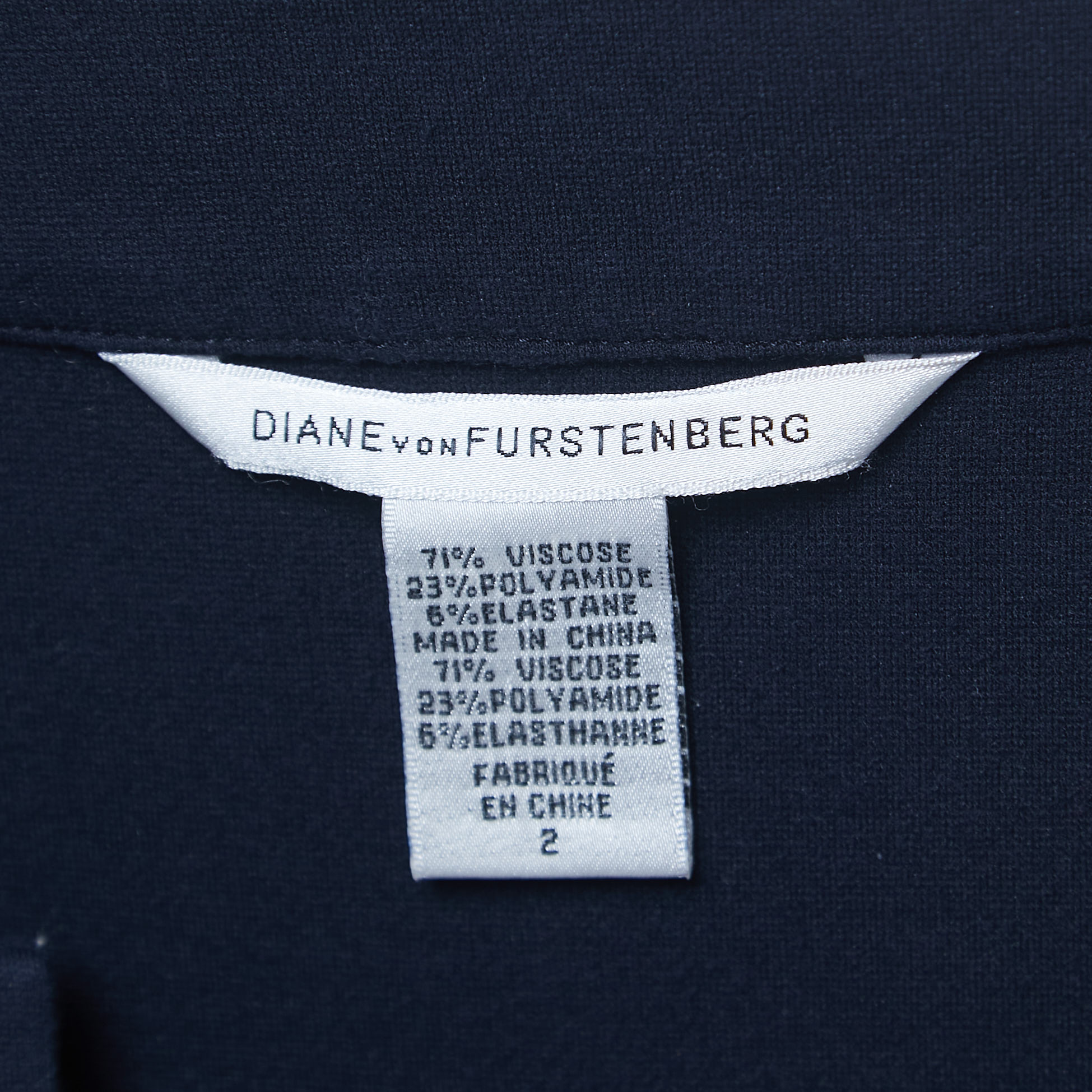 Diane Von Furstenberg Navy Blue Knit V-Neck Dress S