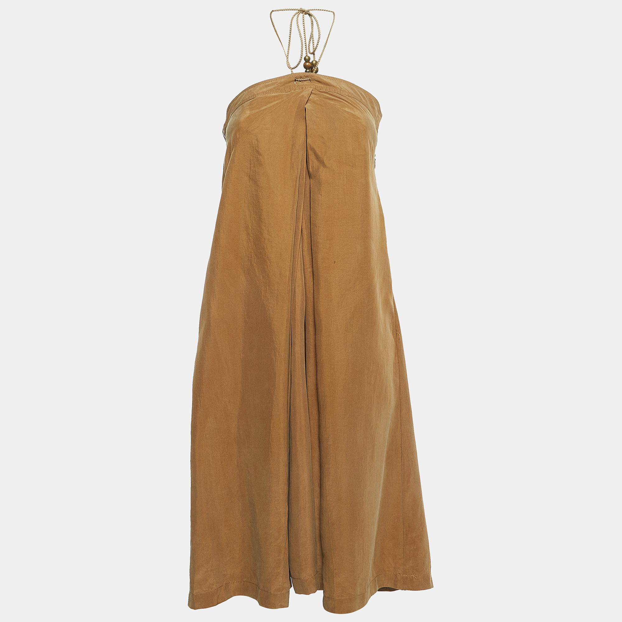 Diane Von Furstenberg Brown Silk Maui Strappy Midi Dress S