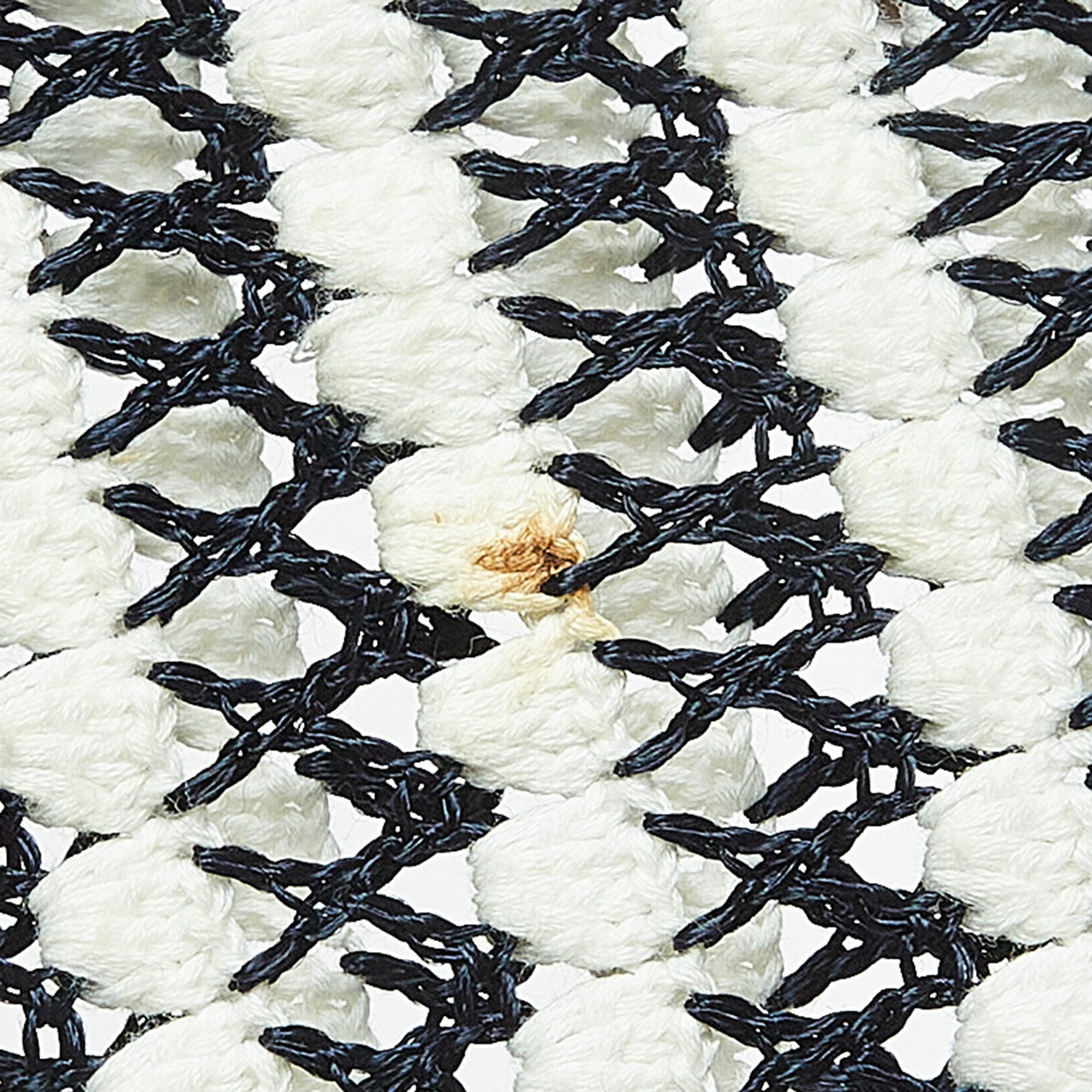 Diane Von Furstenberg Navy Blue/White Crochet Knit Sleeveless Short Dress S