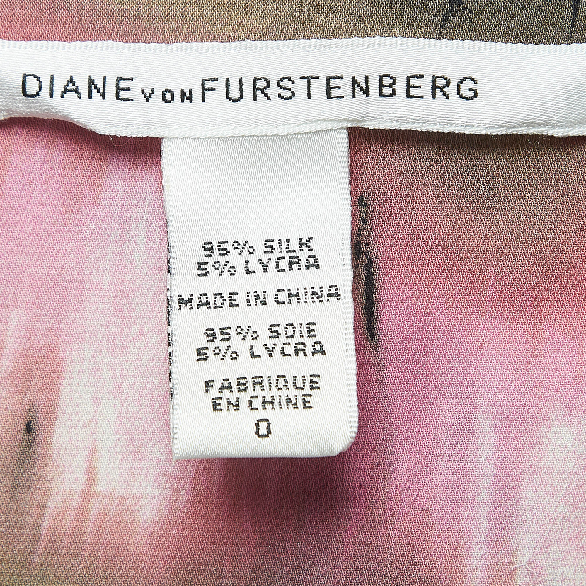 Diane Von Furstenberg Black/Pink Print Silk Draped Sleeveless Short Dress XS