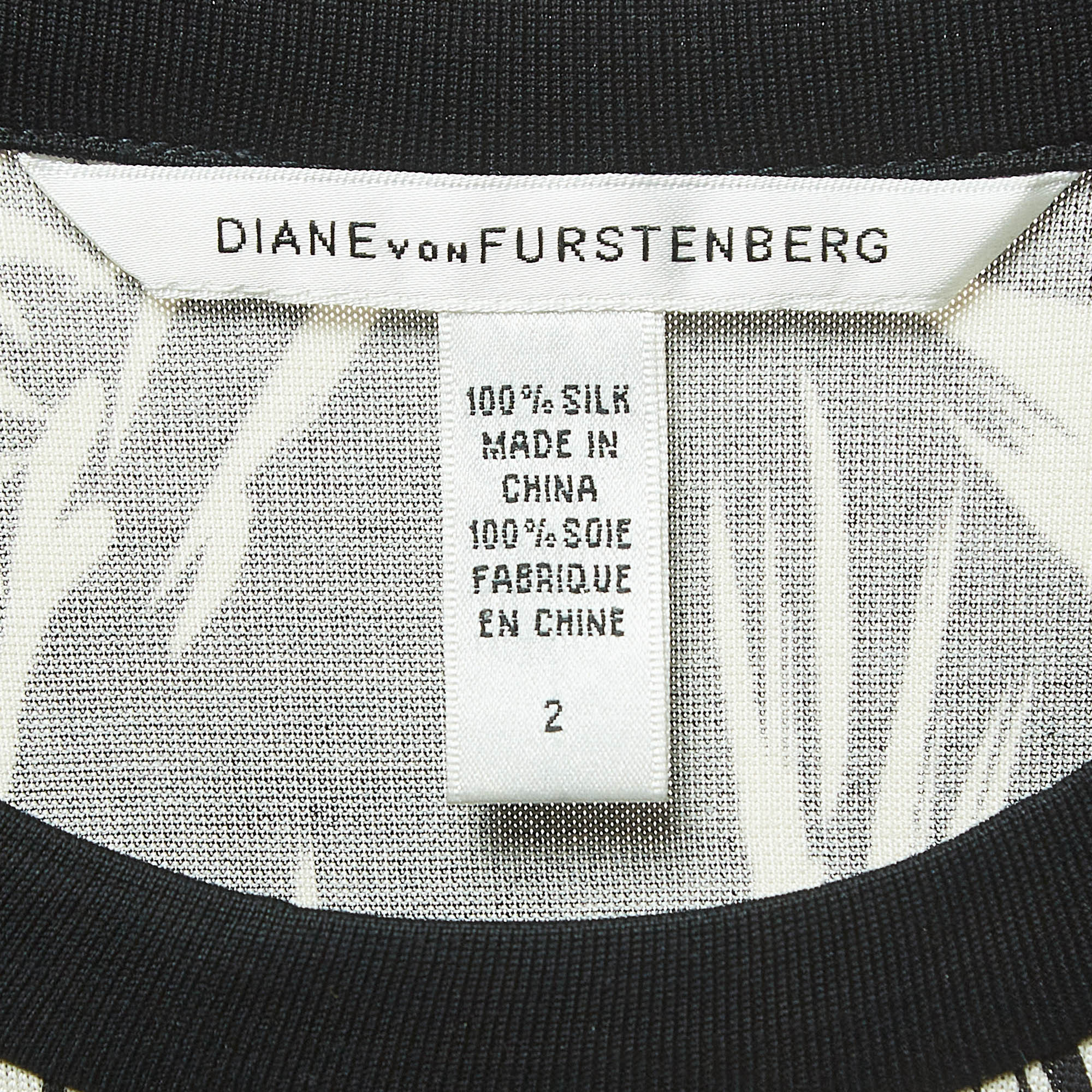 Diane Von Furstenberg Black Print Silk Knit Sleeveless Mini Dress S